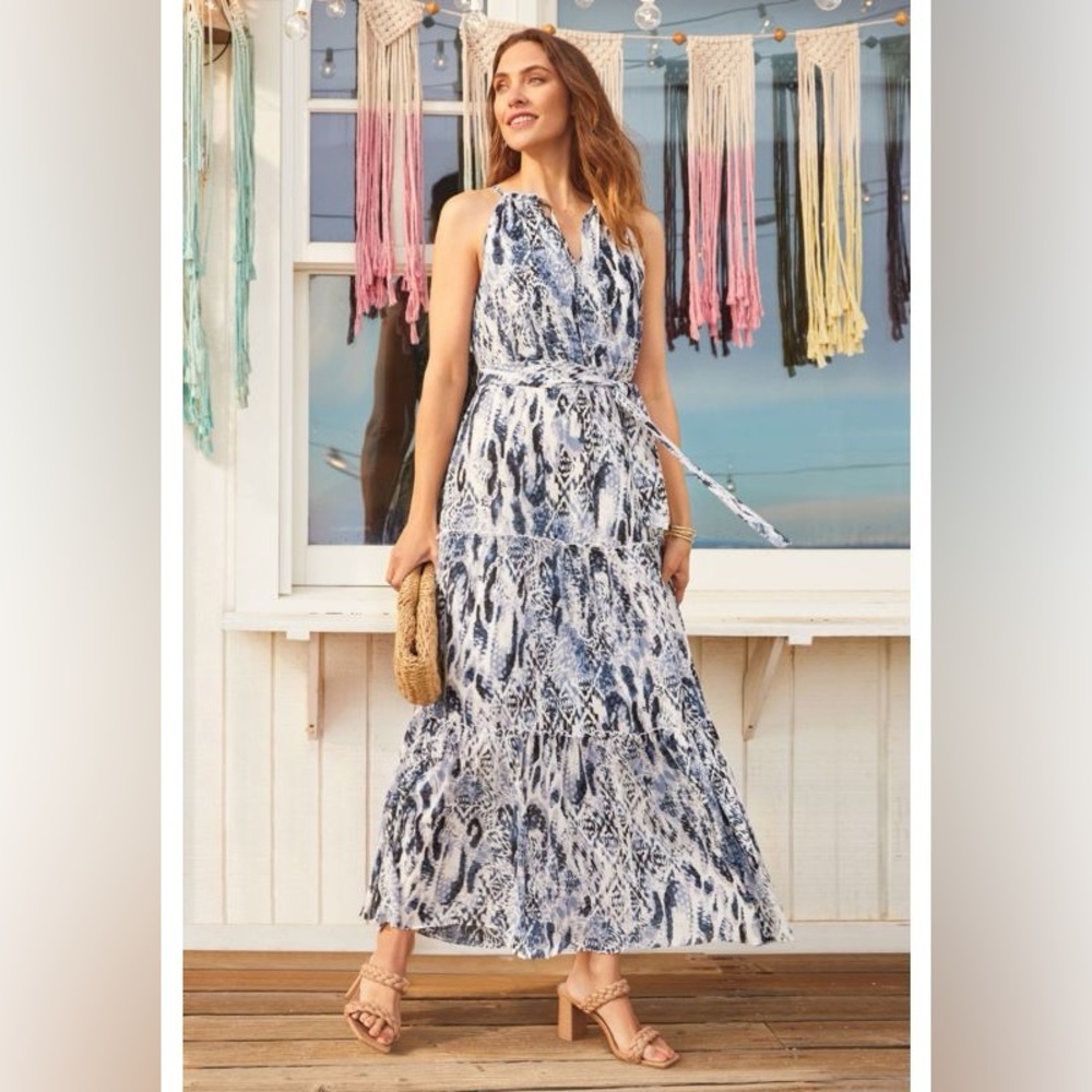 Roan + Ryan Naomi Tiered Halter Dress, Size M